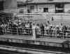 Crowd at the pier as the Andrea Doria departs Genoa. Photo by Mocchi.